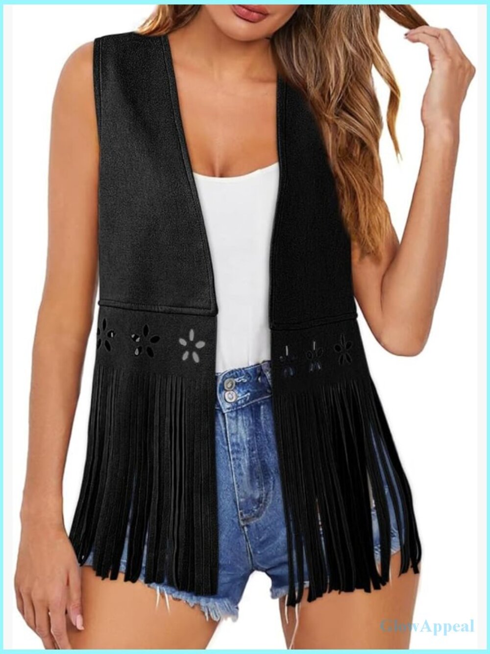 Sleeveless Faux Suede Fringe Vest Cowgirl Western Jacket